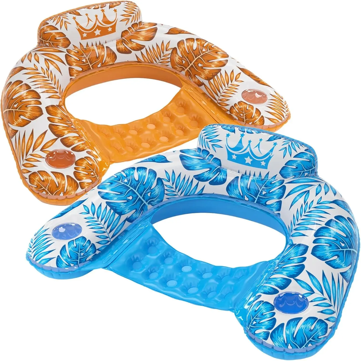 2-Pack Inflatable Pool Float Chair - Swimming Pool Loungers with Cup Holder, Adult Toy Party Floaties