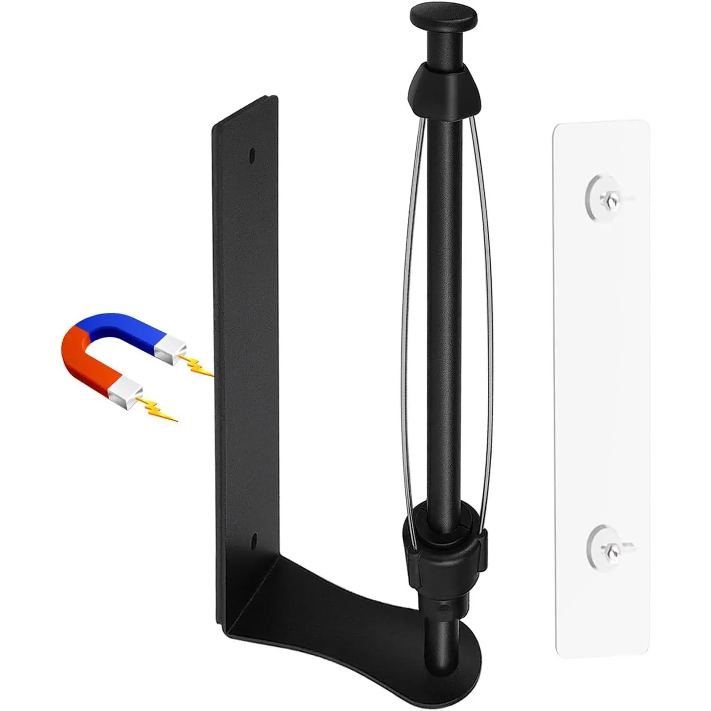 MONEER Magnetic Paper Towel Holder for Frige, One-Hand Operable Paper Towel Holder, Self-Adhesive, No Drill Magnet Paper Towel Holder for Kitchen, Refrigerator, RV, Garage (Black)