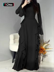 women's plain ruffle trim dress, elegant long sleeve dress for party holiday wedding guest, ladies spring & fall clothes, womenswear