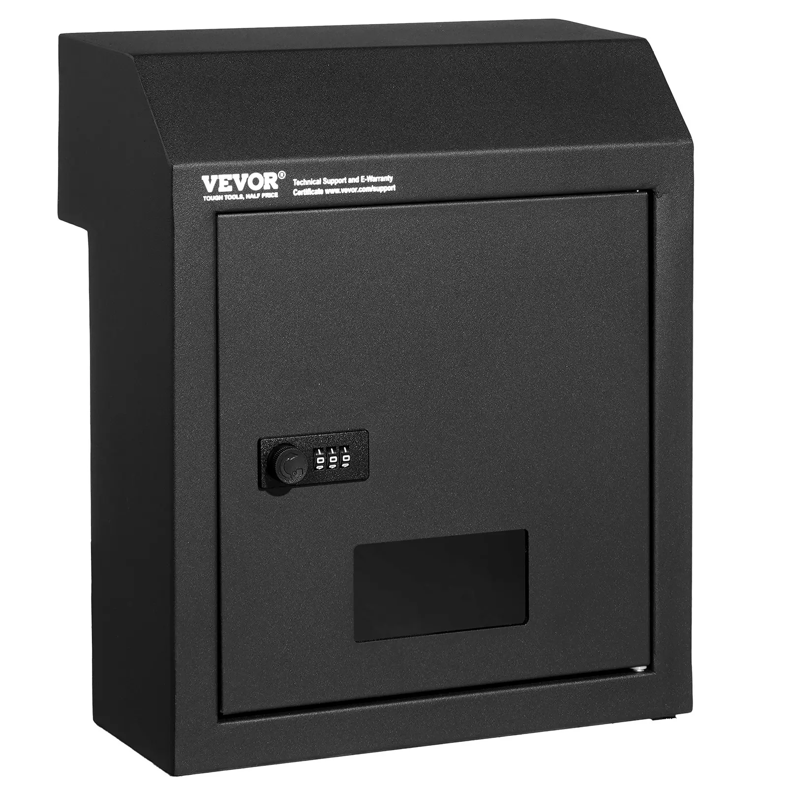 【Summerfinds】VEVOR Through-The-Door Key Drop Box & Mailbox, Heavy-Duty Powder Coated Steel, 12" Combination Lock, Rainproof Flap, 1.9x10.2 Inch Wide Slot, Wall Mount Compatible, Key Control for School, Black, Office