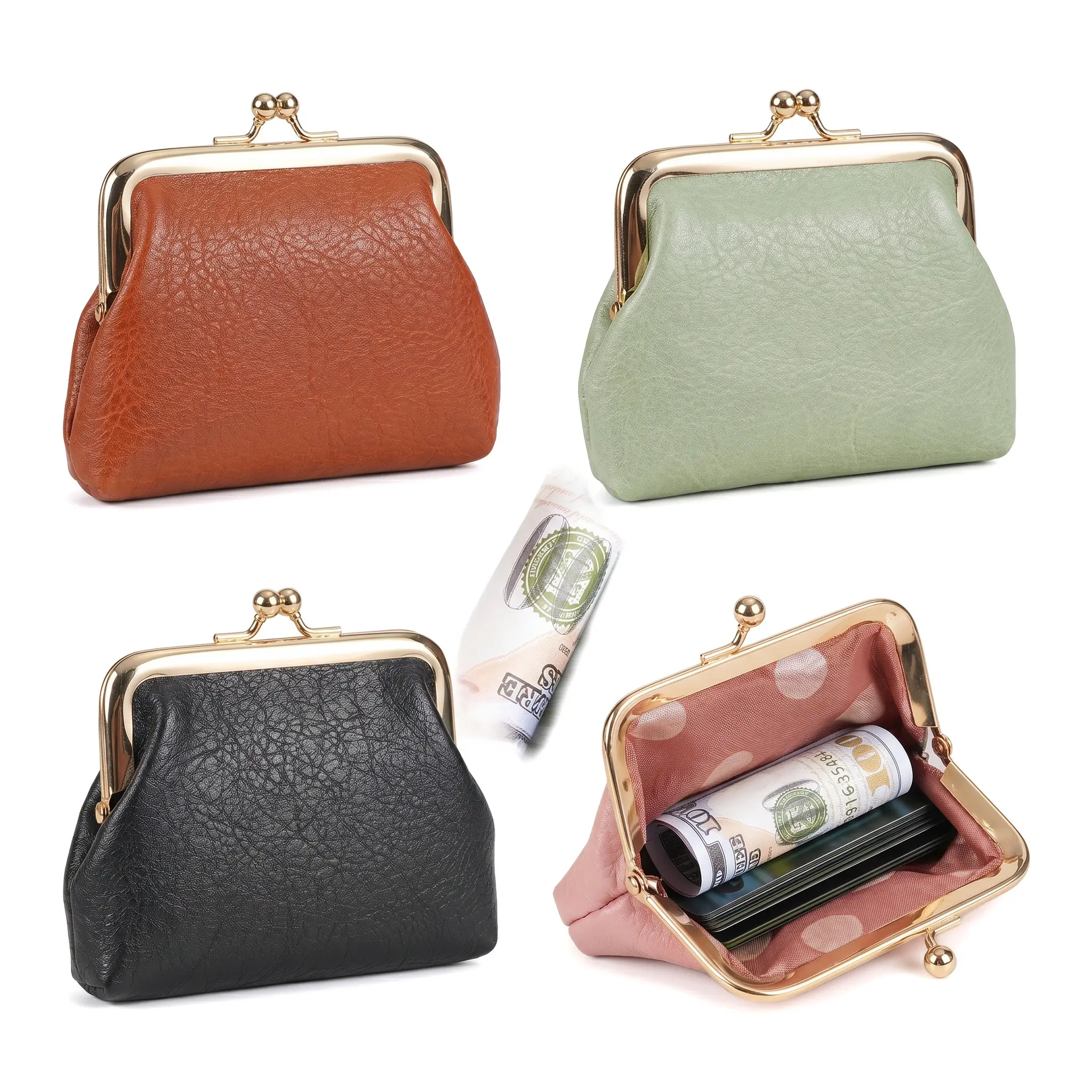 Trendy Mini Wallet For Women Versatile Student Coin Purse With Sequins Solid Color PVC Everyday Essential Cute Clip Wallet