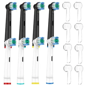 Electric Toothbrush Replacement Heads for Oral-B, 8pcs Mixed Colors, Soft Bristle Deep Cleaning, Includes 8 Dust Caps, Complete Set