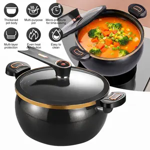 8.45Qt Micro Pressure Cooker with Nonstick Interior, Safety Valve & Tempered Glass Lid for Fast One-Pot Meals, Gas Stovetop Compatible