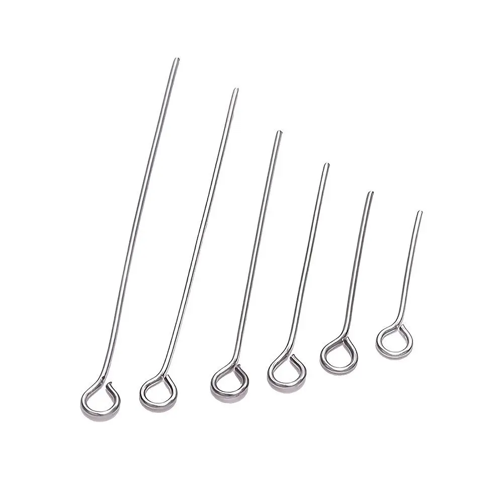100pcs/Bag 18 20 25 30 35 40 45 50 70mm Stainless steel Eye Pins Findings Eye Head Pins for Jewelry Making Supplies DIY Craft Accessories