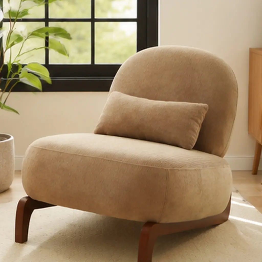 ARCH Contemporary Sturdy Space-Saving Velvet Accent Chair - Solid Wood Legs, Clean Look, Soft Upholstered Armless Single Seat for Small Room Ideas, Living Room, Reading Nook, 28.00 Lb, Camel
