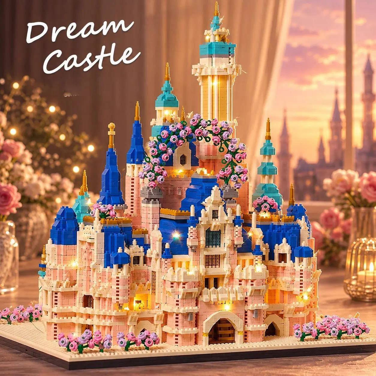 3600+pcs Garden Dream Castle Micro-Particle DIY Building Model Block Set, Adult Stress Relief Puzzle Toy, Desktop Decor, Gift for Collectors