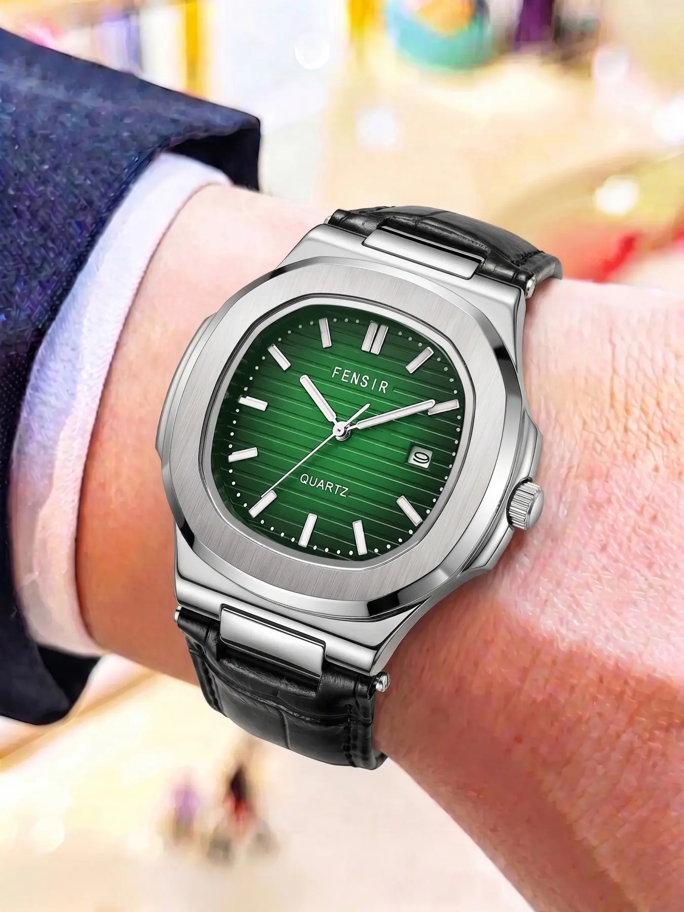 Nautical Series Waterproof Men's Quartz Watch, Calendar Display Square Analog Watch, Business Casual Leather Strap, Lightweight Luxury Men's Watch