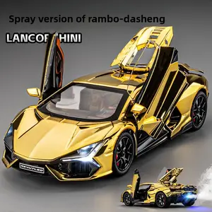 1:24 Cool Lamborghini alloy model car, with purple-gold electroplated body, smooth and fine texture; classic scissors-door design, exquisite details, restoring the dynamic appearance of a supercar; suitable for use as a desktop decoration item, a collecti