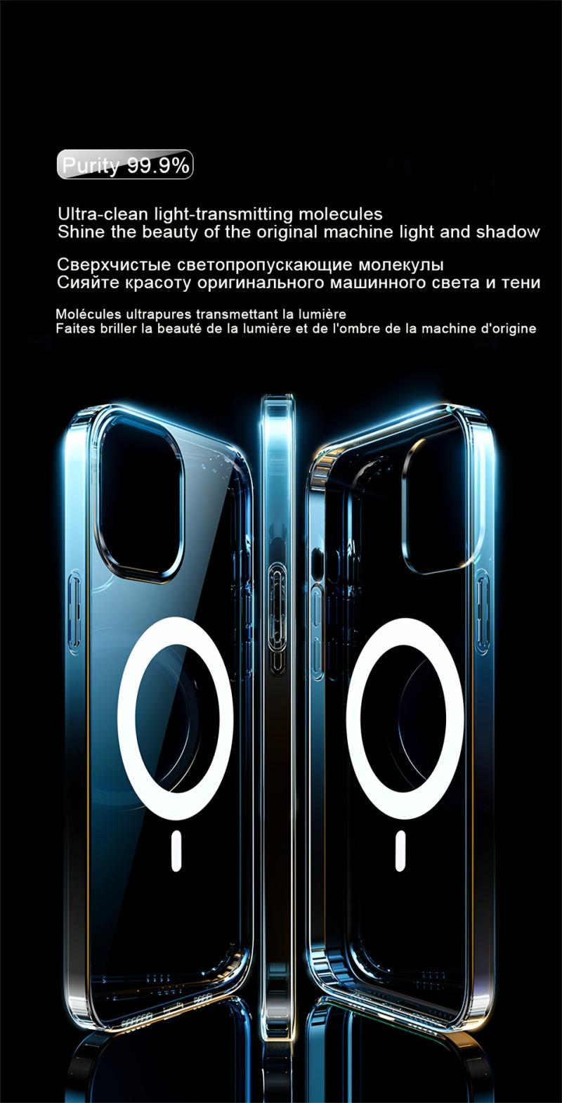 Magnetic Original Clear Case for iPhone 17 16 15 14 13 12 11 Pro Max Plus Wireless Charging Hard Cover