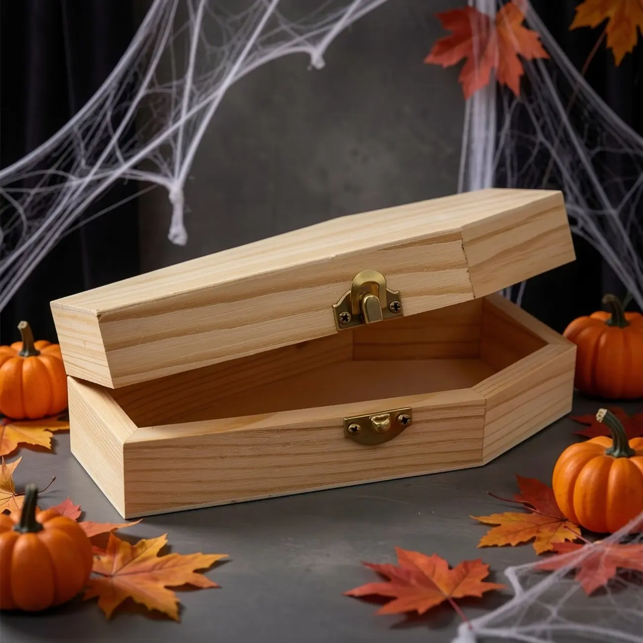 Halloween Coffin Craft Wooden Coffin Party Plate and Coffin Decoration, Gothic Festival Decor, Pet Memorial Gift, 1pc