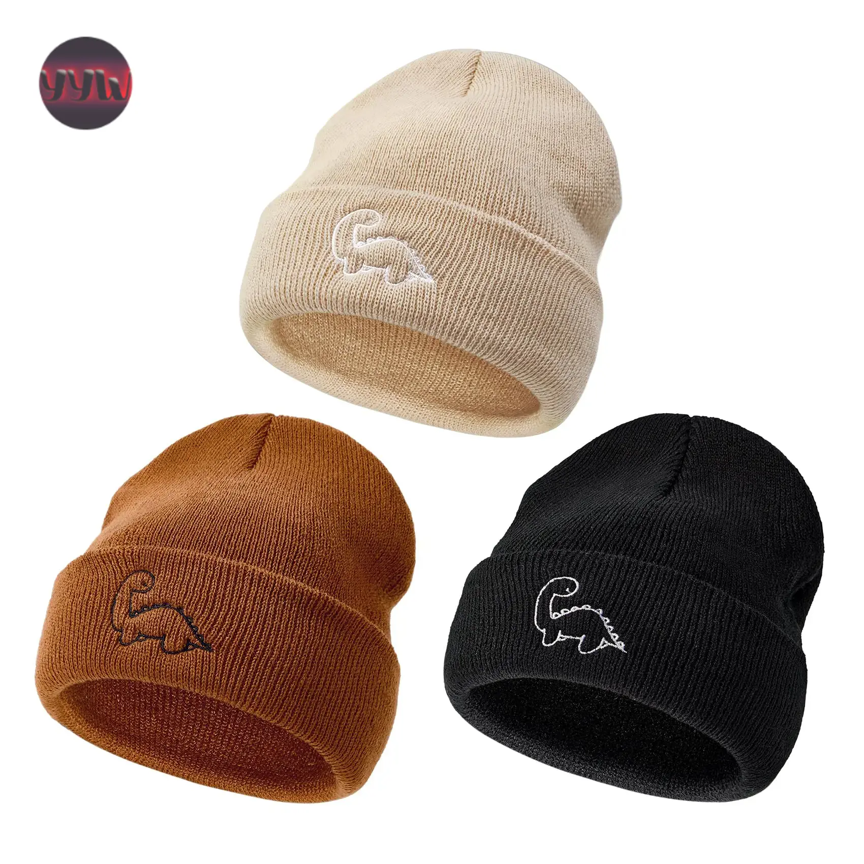 YYW1 New3 Pack Unisex Beanie Cute Pattern Winter Hat Warm Caps Preemie Hats 0-3 Years