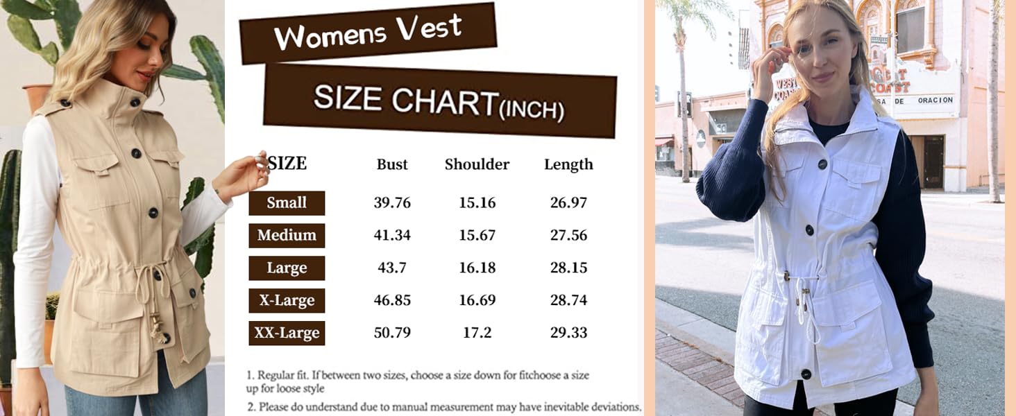 Imily Bela Women's Casual Military Utility Vest Lightweight Sleeveless Drawstring Jackets with Pockets