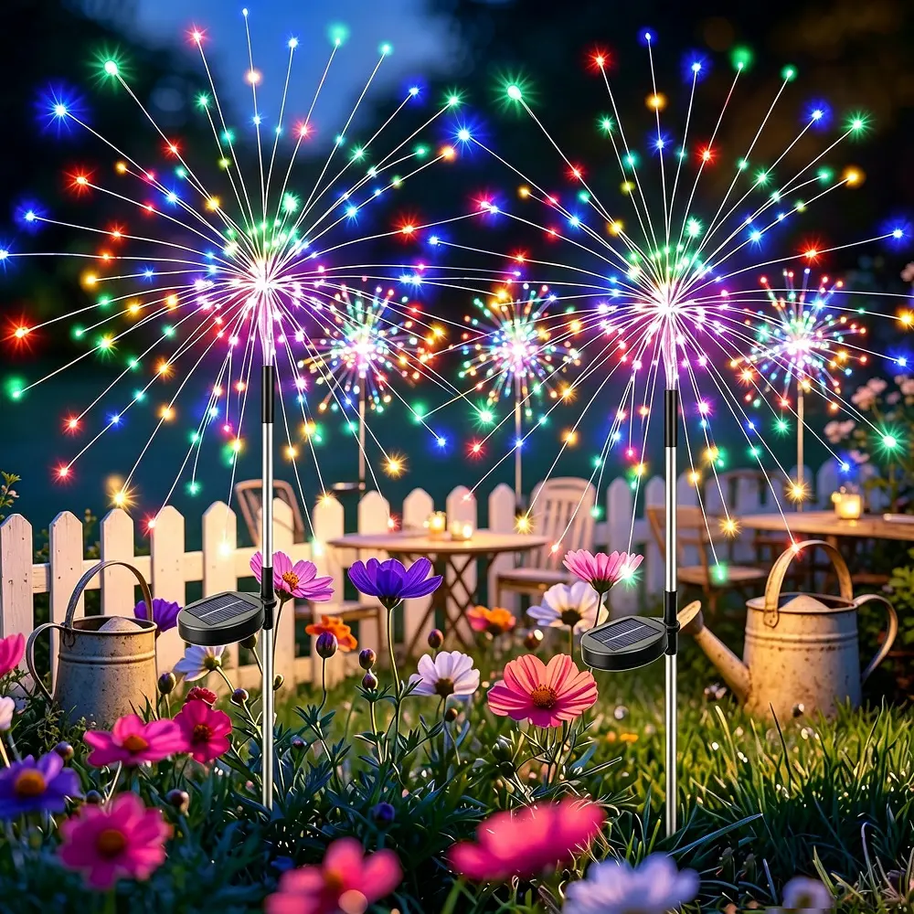 2 Pack Solar Garden Lights Outdoor 8 Modes, 150 LED Firework Lights Solar Powered, Waterproof Twinkle Fairy Light Outside for Yard Pathway Lawn Pool Patio Christmas Decorative