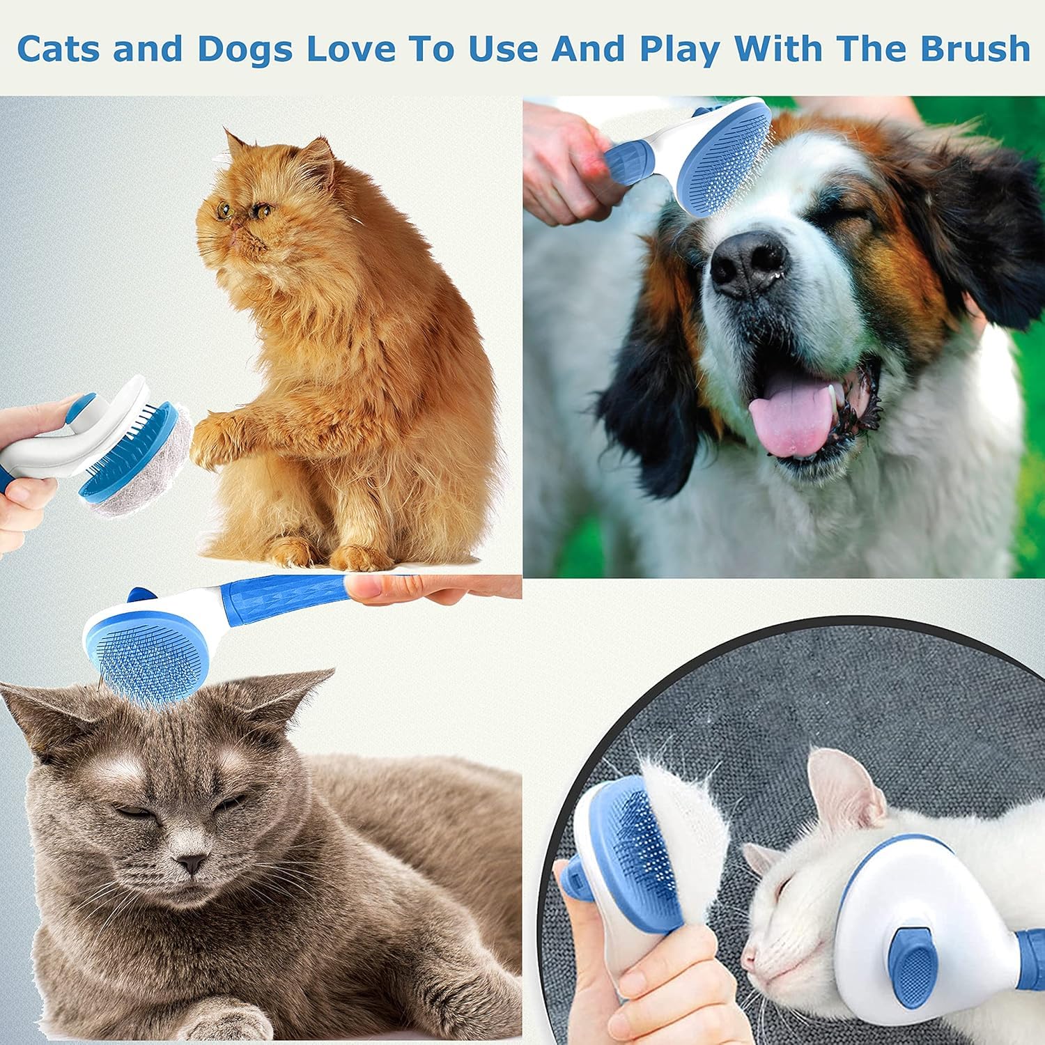 Automatic Pet Hair Removal Brush, 1 Count Pet Grooming Brush, Slicker Brush, Shedding Brush with Cleaning Button, Pet Massage Brush for Cats, Dog & Cat Grooming Supplies
