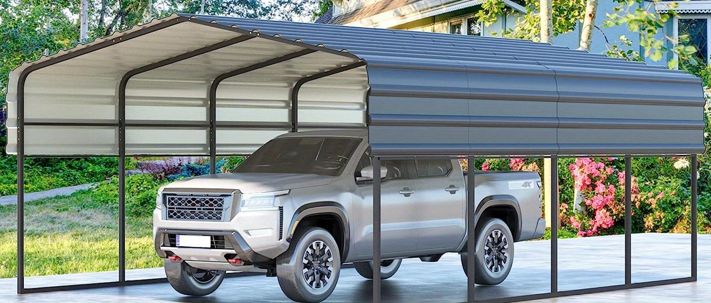 Metal Carport 10'x20' Heavy Duty, Multi-Use Shelter with Powder-Coated Steel Roof and Frame, Outdoor Carport Canopy Shelter for Car, Truck and Boat