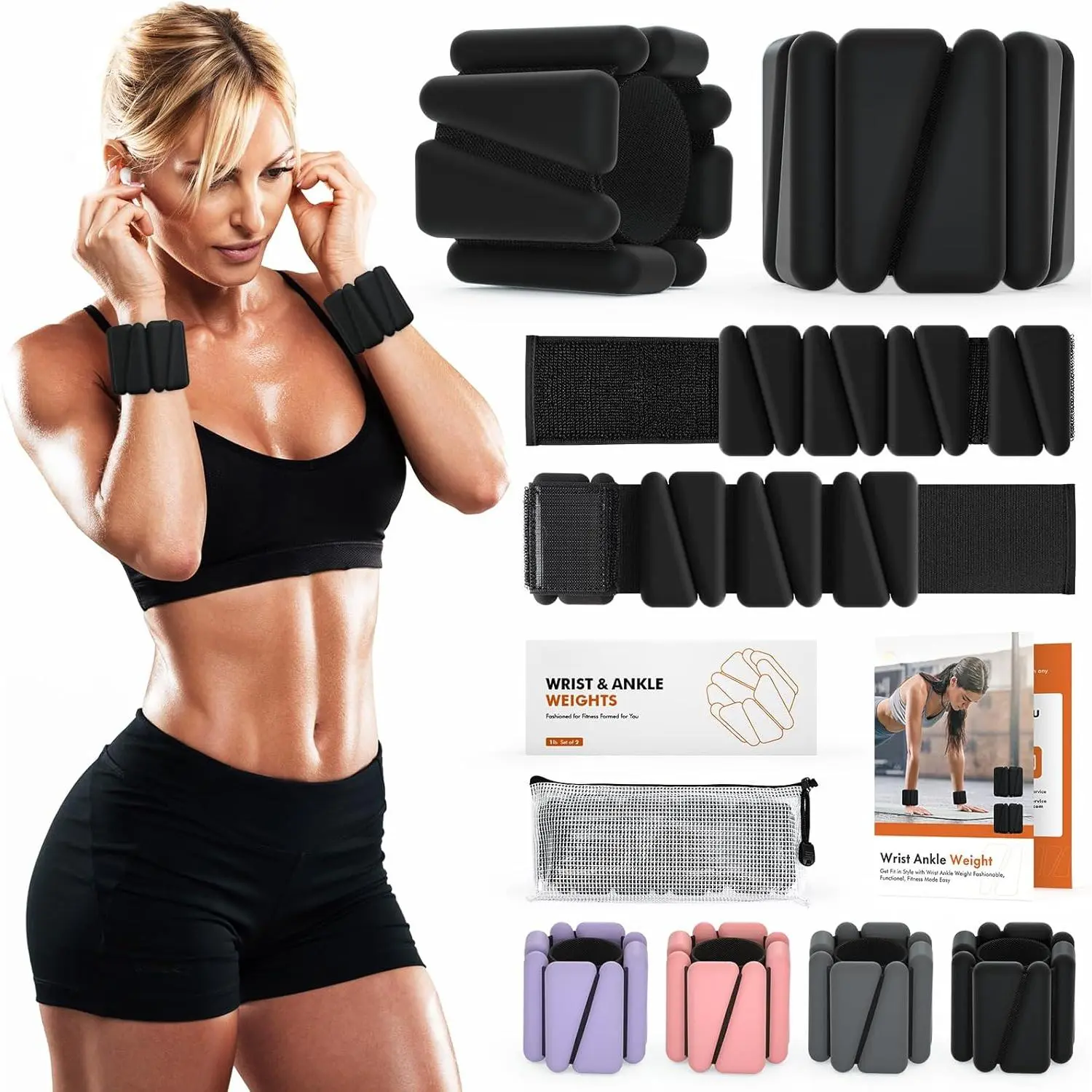 Adjustable Wrist & Ankle Weights for Women & Men, Wearable Weighted Bracelets for Walking, Running, Yoga, Pilates, Gym & Strength Training