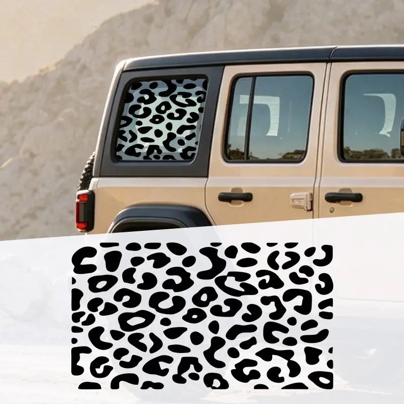 Leopard Print Car Window Sticker, Vinyl Side Window Decal, Waterproof PVC Car Window Film, DIY Car Decoration Sticker, Universal Fit