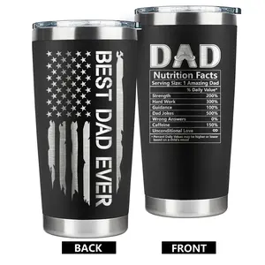 Fathers Day Gifts for Dad, Best Dad Ever Gifts, Unique Birthday Gift from Daughter Son| Daddy Coffee Mug Cup, Happy Holiday Travel Presents, Funny Cool Useful Inspired Tumbler for Men 20/40oz Black Stainless Steel Tumbler For husband, new Dad Drinkware