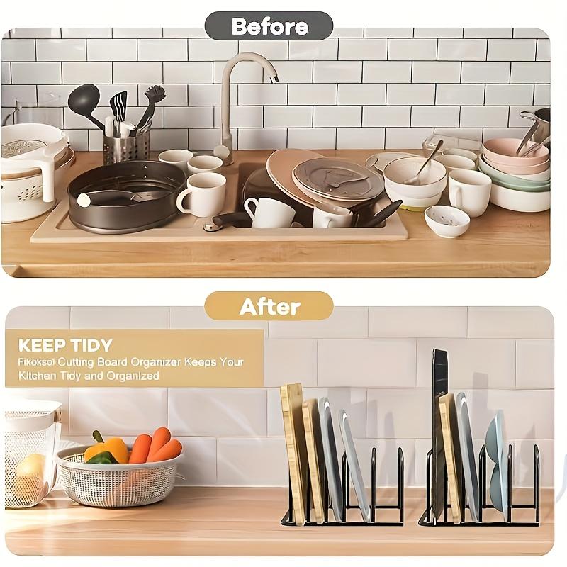 Metal Kitchen Storage Rack, Space Saving Countertop and Cabinet Organizer, Durable Cutting Board Holder, Compact Design for Home and Commercial Use