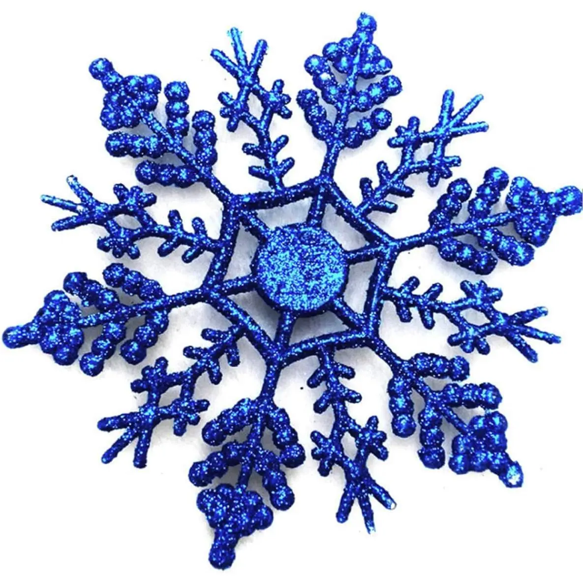 24 count Large Snowflakes  Sparkling Glitter Snowflake Ornaments for Christmas Tree  Wedding Party Window Party Decor Winter Decoration,Blue