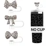 3pcs Leopard Print Bow Straw Covers, Straw Toppers for Tumblers, Dust-Proof Food Grade Silicone, Decorative Anti-Drip Caps, Kitchen Party Travel, Eco-Friendly Drink Accessories