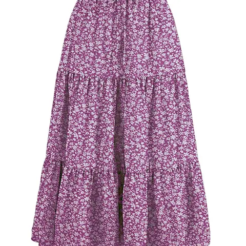 Women's Multi-Color Solid Ruffle Layered Midi Skirt, Elastic Waist, Breathable Fabric, Bohemian Style, Bottom, Perfect for Outdoor Activities, Ruffled Skirts