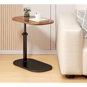 C Shaped Side Table,Adjustable Height C Table End Table for Couch,360?Swivel Couch Side Tables Slide Laptop Desk for Sofa/Bed/Bathtub/Rotating Tabletop (Walnut)