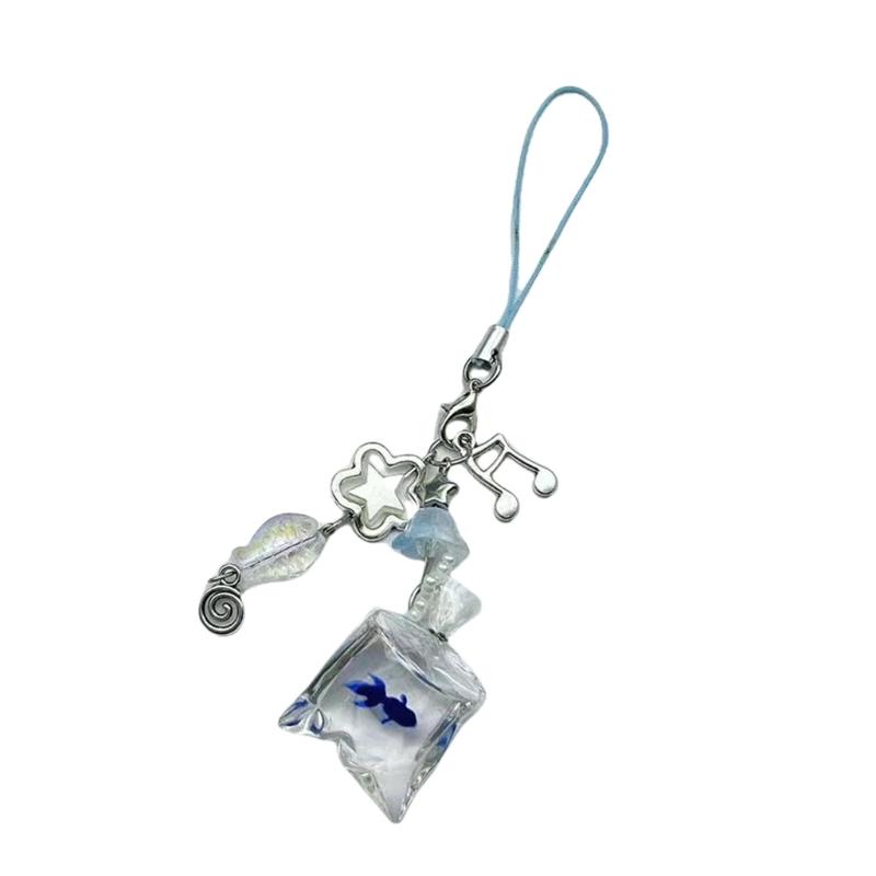 Fashion Fish Bead Phone Charm Handmade Bag Pendant Resin and Alloy Texture Keychain Accessory for Various Occasion