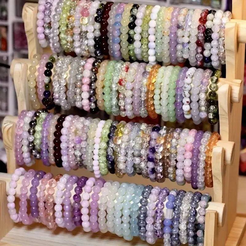 24/28Pcs Mixed Colorful Glass Bead Elastic Bracelets, Stretch Beaded Costume Jewelry for Women, Summer Daily Wear Accessories, Ideal Best Friend Gifts