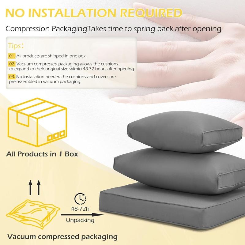 7-piece set Outdoor Replacement Cushions for Patio Furniture, Water-Repellent Sofa Cushions for 6-Seat Rattan Wicker Sectional Patio Conversation Sets, 14-Piece Cushions Set for Outdoor Couch