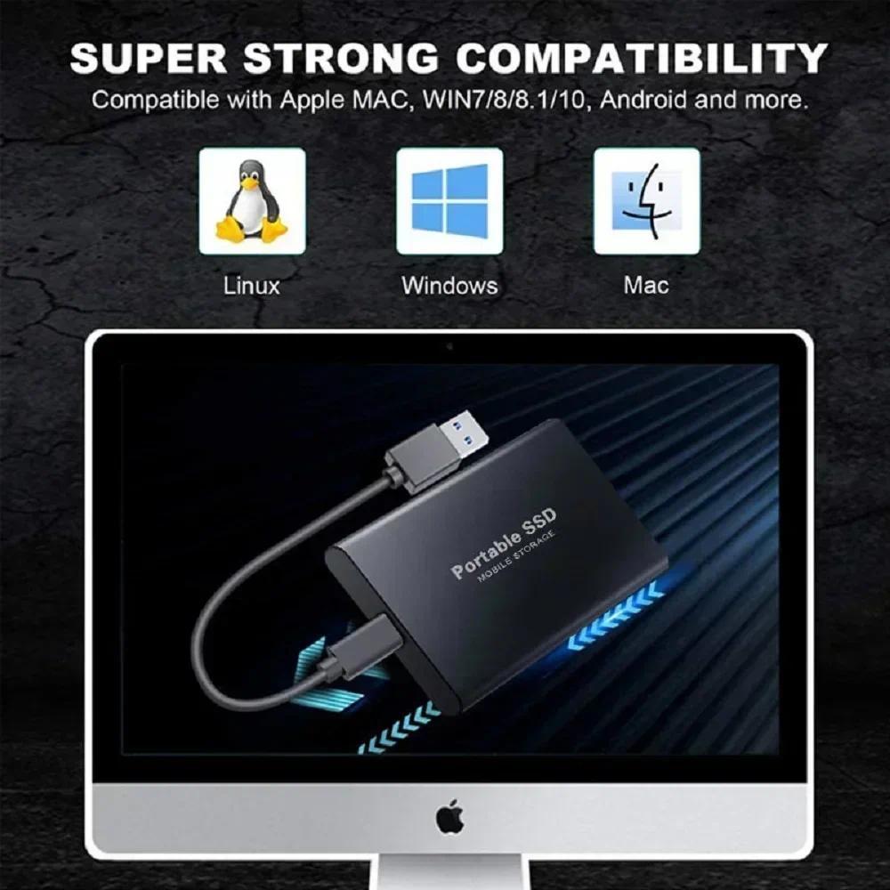Large Capacity high-speed External Hard Drive Quiet Operation Mobile Storage SSD USB3.2 Type-C High Speed Solid Stae Disk For PC MAC