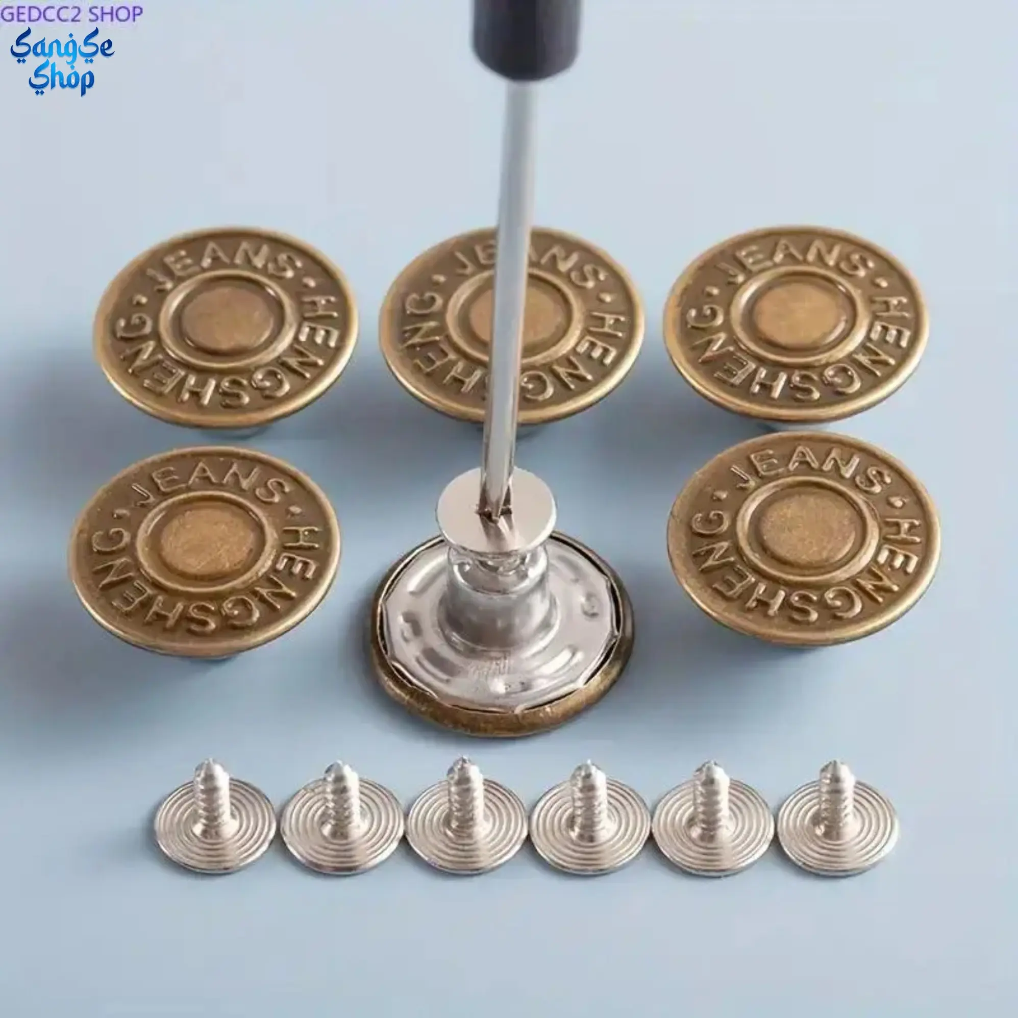 40PCS Metal Jeans Buttons Replacement Kit – Adjustable No Sew Snap Tack Buttons with Screwdriver, Removable Jean Waist Buttons for Pants Repair & DIY Clothing Fit
