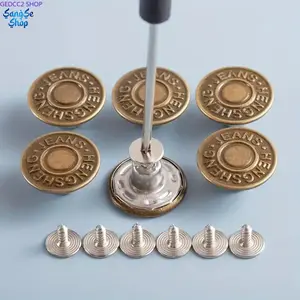 40PCS Metal Jeans Buttons Replacement Kit – Adjustable No Sew Snap Tack Buttons with Screwdriver, Removable Jean Waist Buttons for Pants Repair & DIY Clothing Fit