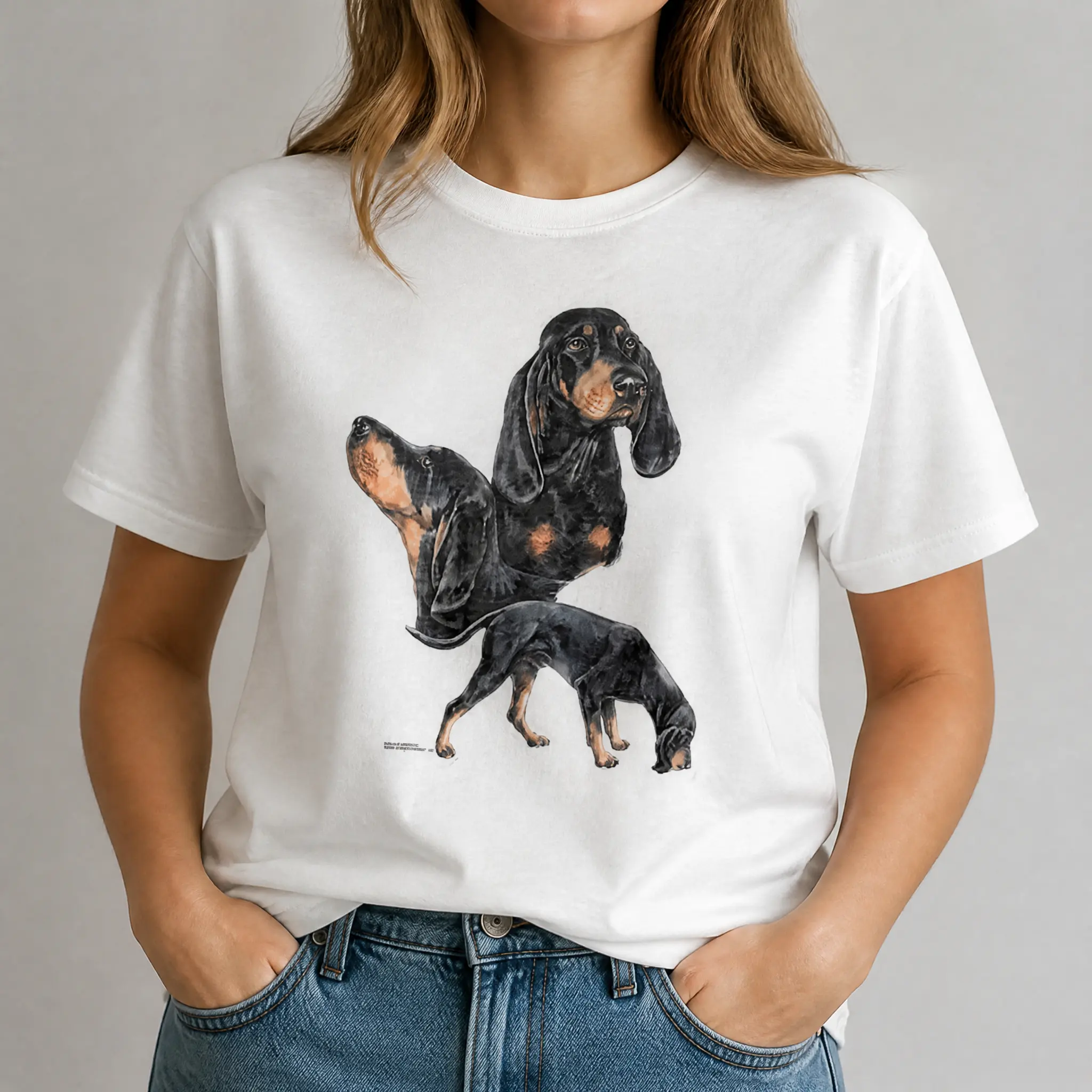 Women's Oversized 1990s Vintage Hound Dog Graphic White Short-Sleeve Tops - Comfortable Statement Style T-Shirt, Shortsleeve, Unisex, Animal Graphic, Breathable Cotton, Fashion Apparel, Medium Length, Oversized Cut, Clothes