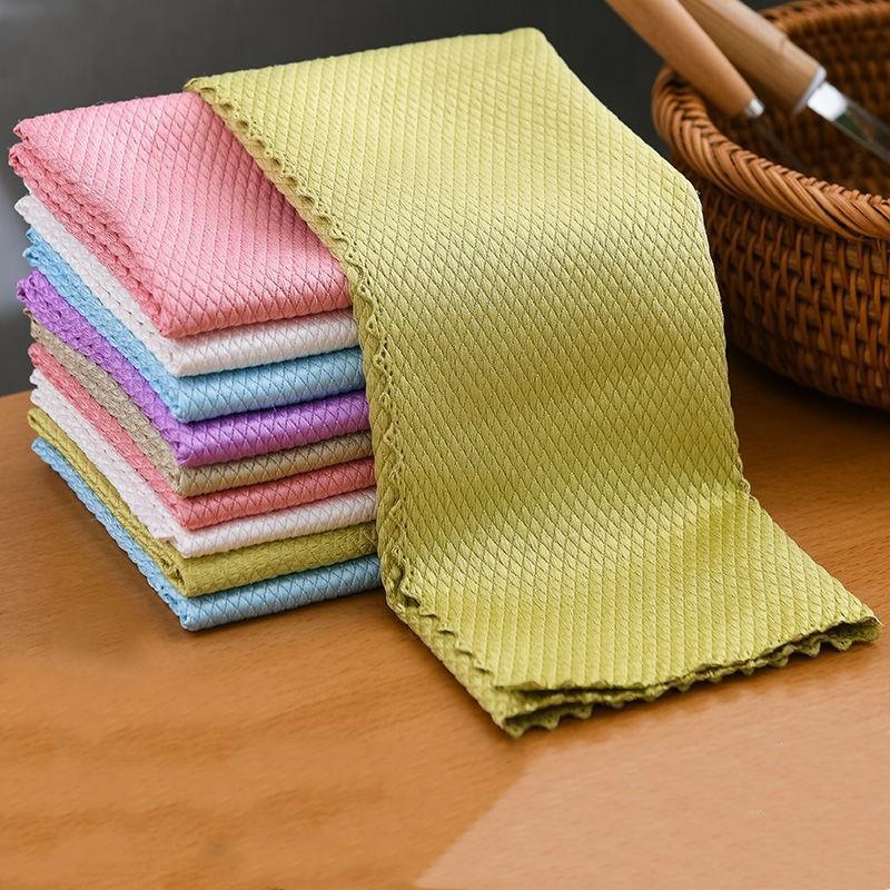 10-1PC Microfiber Washing Dish Cloth Cleaning Towel Super Absorbable Window Glass Cleaning Cloth Kitchen Anti-grease Wiping Rags