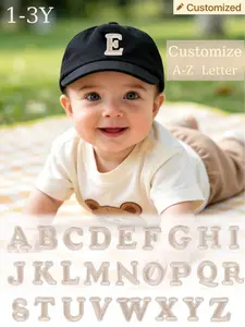 1PC Custom A-Z Letter Toddler Baseball Cap 1-3Y Adjustable Cotton Sun Hat for Baby Boys,Toddler Adjustable Sun Hat, Outdoor Beach Park Casual Hat, Perfect Baby Shower Gift