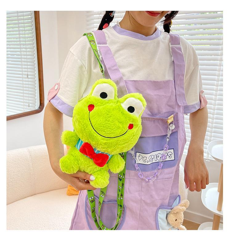 Y2K Korea Cute Cartoon Plush Frog Doll Backpack Anime Messenger Bags Personality Girls Shoulder Bag Kawaii Coin Purse Kids Gifts