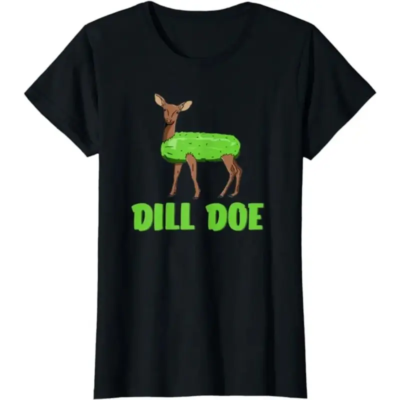 Printed 100% Cotton Unisex Funny Adult Humor Shirts For Women, Dill Doe Funny Adult Humor Funny Nature Deer Redneck T-Shirt Womenswear Casual Cotton Clothes Top