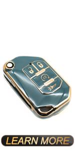 Key Fob Cover Compatible with Jeep Gladiator Wrangler Wagoneer Flip 4 Buttons TPU Remote Keyless Key Fob Case Protection Shell Accessories, White