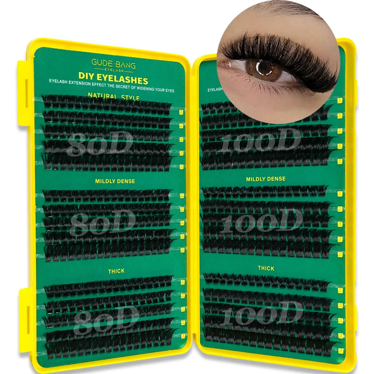 80D+100D mixed false eyelashes, D curl, large quantity, DIY segmented 540 clusters natural false eyelashes, thick curl, soft comfortable, 3D mink false eyelashes, extended eyelashes, DIY Eyelash Extensions