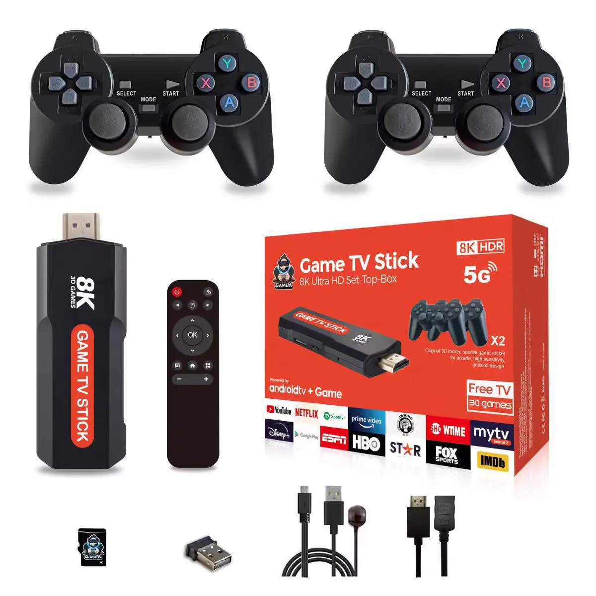 X2PLUS Dual System Game Console 4K HDR 3D Games 37000+ Games Wireless Controller