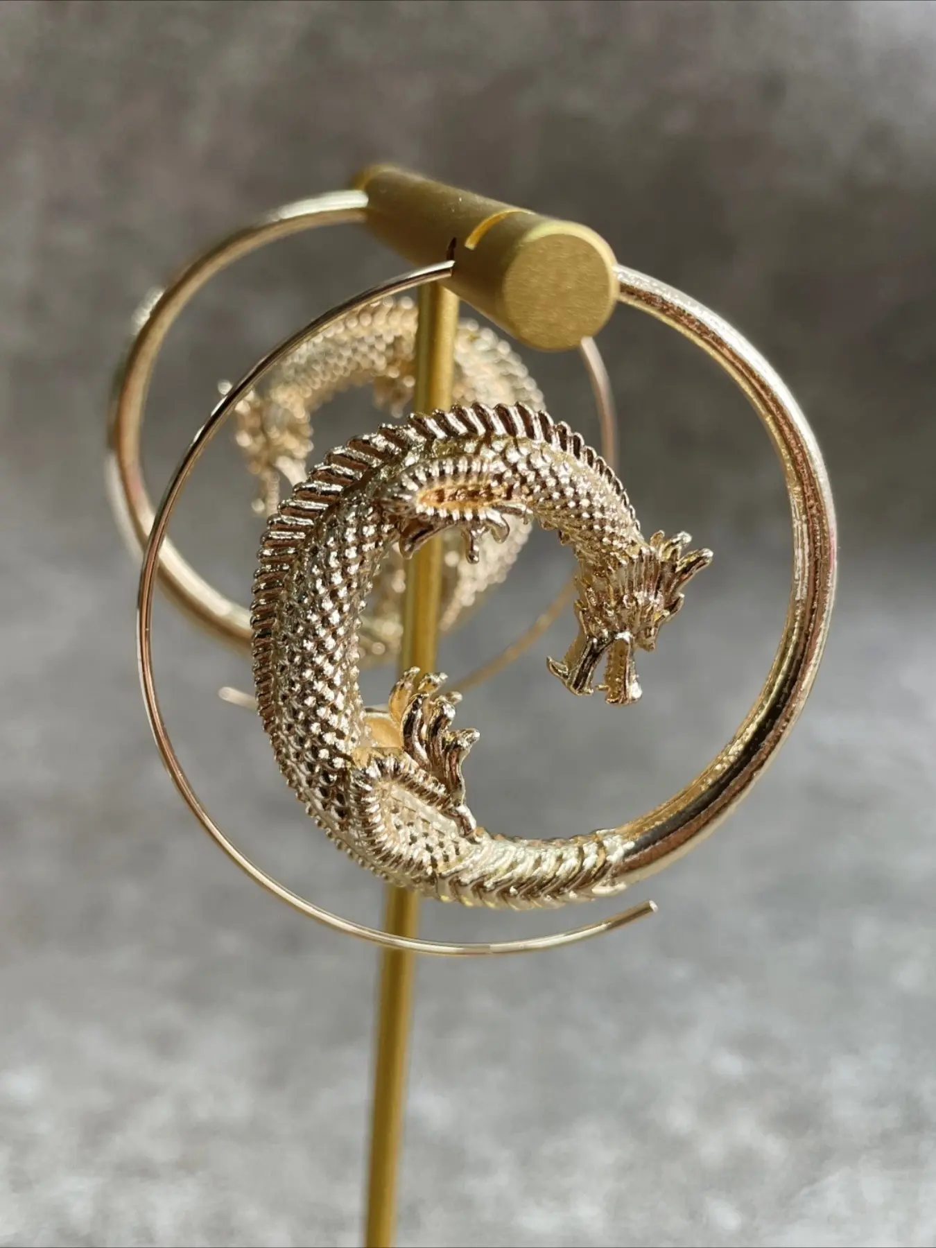 Punk Unique Gothic Dragon Hoop Earrings for  Dragon Spiral Golden Earrings Ear Hoops Fashion Daily Party Jewelry Suitable for Both Men and Women  Daily Vacation Music Festival Party ，Gift for Her