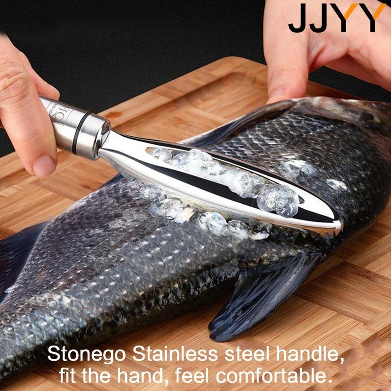 Stainless Steel Fish Scaler with Non-Slip Handle & Bone Tweezers - Serrated Plate for Efficient Scaling, Meat-Protective Design, Precision Deboning, Rust-Resistant & Easy Clean Kitchen Tool