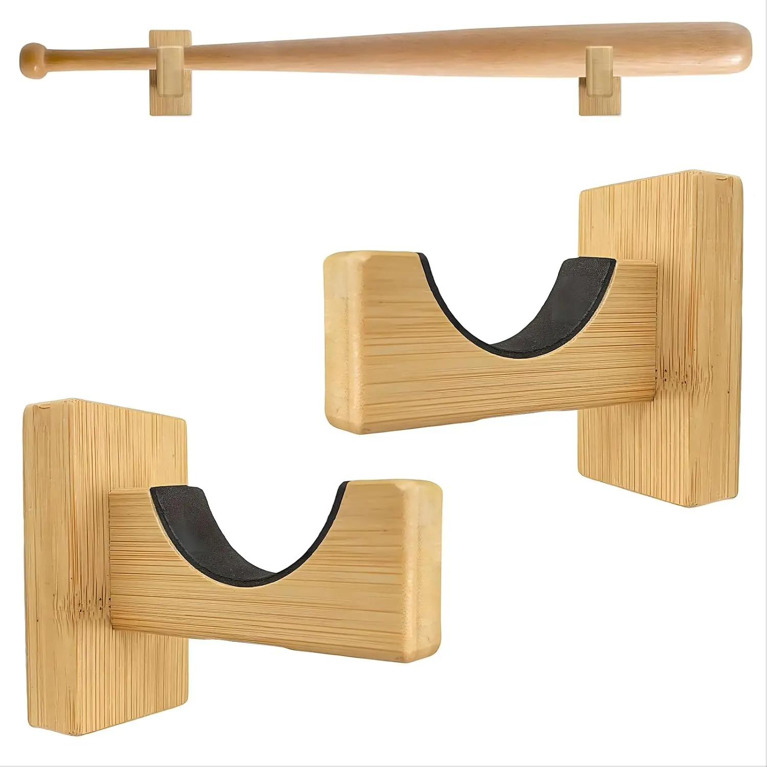 Baseball Bat Display Case - Solid Wooden Wall Mount/Horizontal Rack, Bat Display Stand Shelf