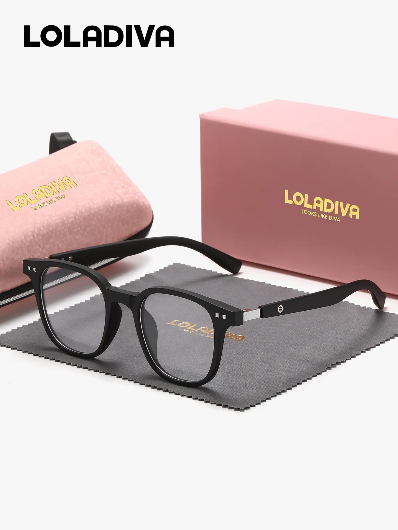 LOLADIVA  1 Piece Unisex Preppy Style Full Frame Plaon Glasses Show Intellect Square Frame Plaon Glasses