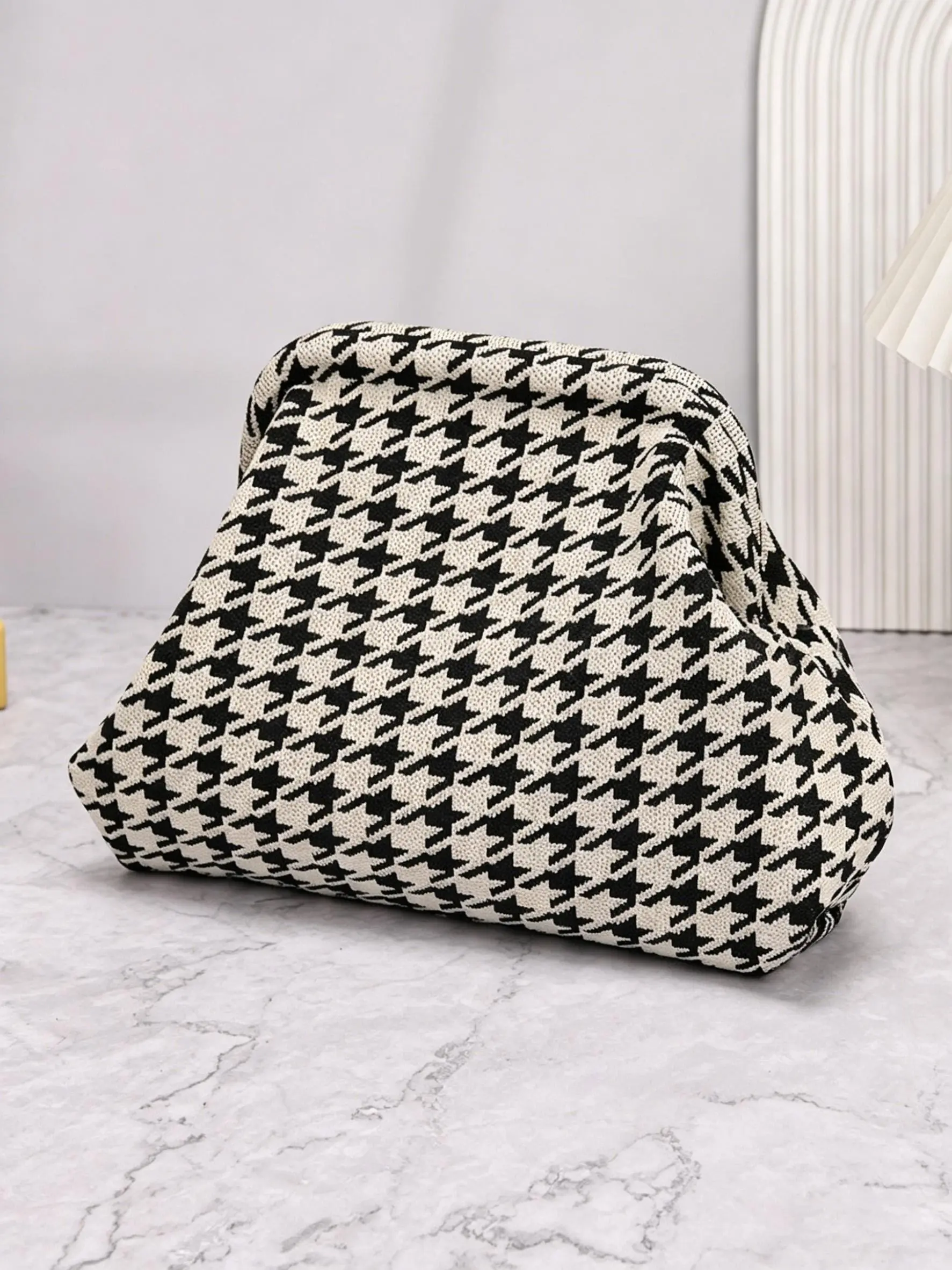 Women's Wavy Knit Wristlet Bag, Striped Large Capacity Daily Carry Bag, Fashion Makeup Bag, Travel Essential, All Seasons Casual Style