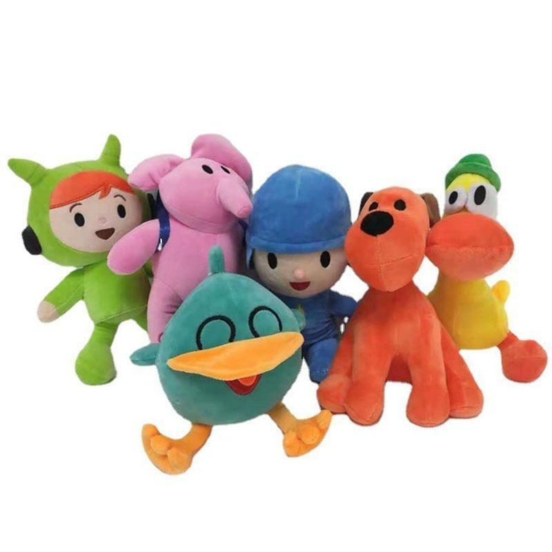 Pocoyo Complete Plush Set, 6Pcs Soft Cartoon Character Stuffed Dolls, Kids Educational Toy Gift for Fans
