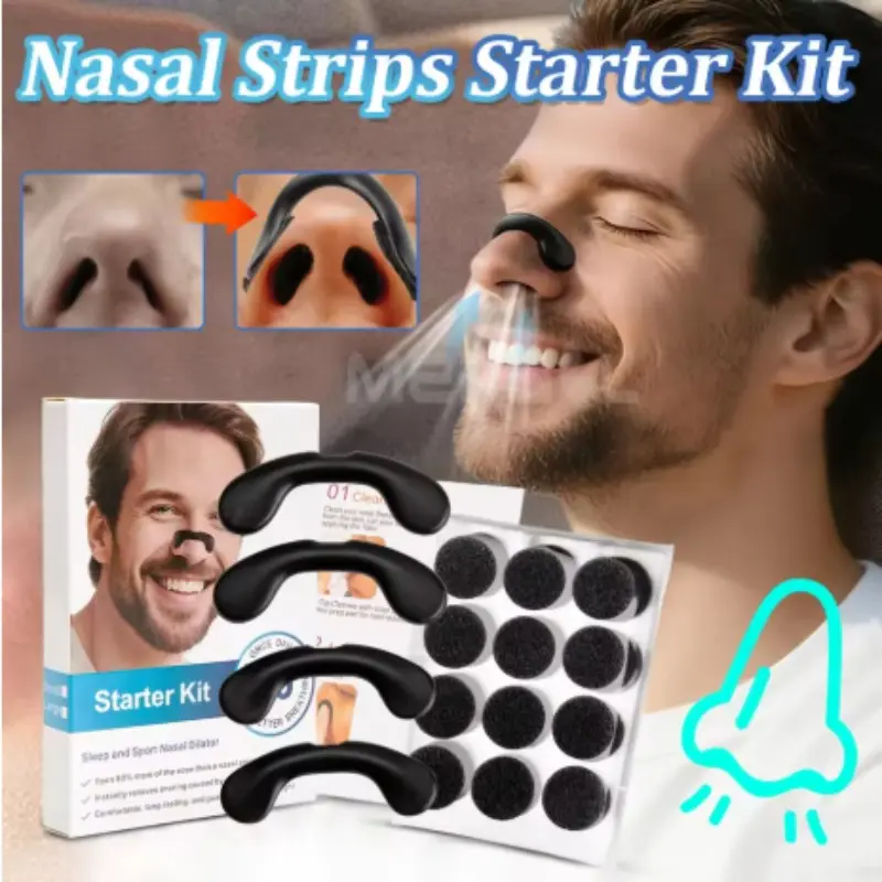 1 PC Nasal Dilator 4pcs+ Nose Strips 120pcs Helps Improve Sleep Quality, Reduces Snoring, Enhances Oxygen Flow Breathing Sports Strips Sweatproof for Running Gym Exercise Men Women Daily