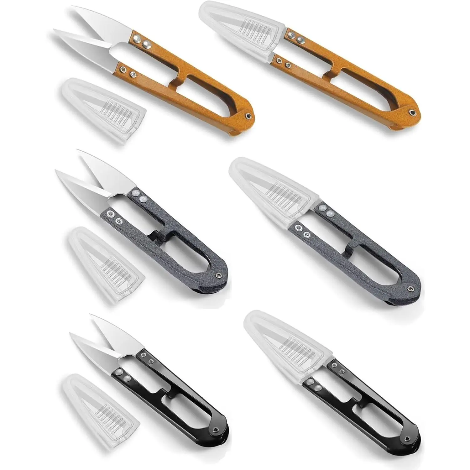 6 Pack Thread Snips with Hard Covers - 4.3" Small Sewing Scissors
