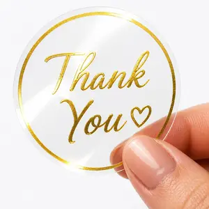 Thank You Stickers for Small Business - 500 Clear Round Stickers with  Foil Script, 1.5 Inch  Adhesive Labels for Packaging, Envelopes &  Bags